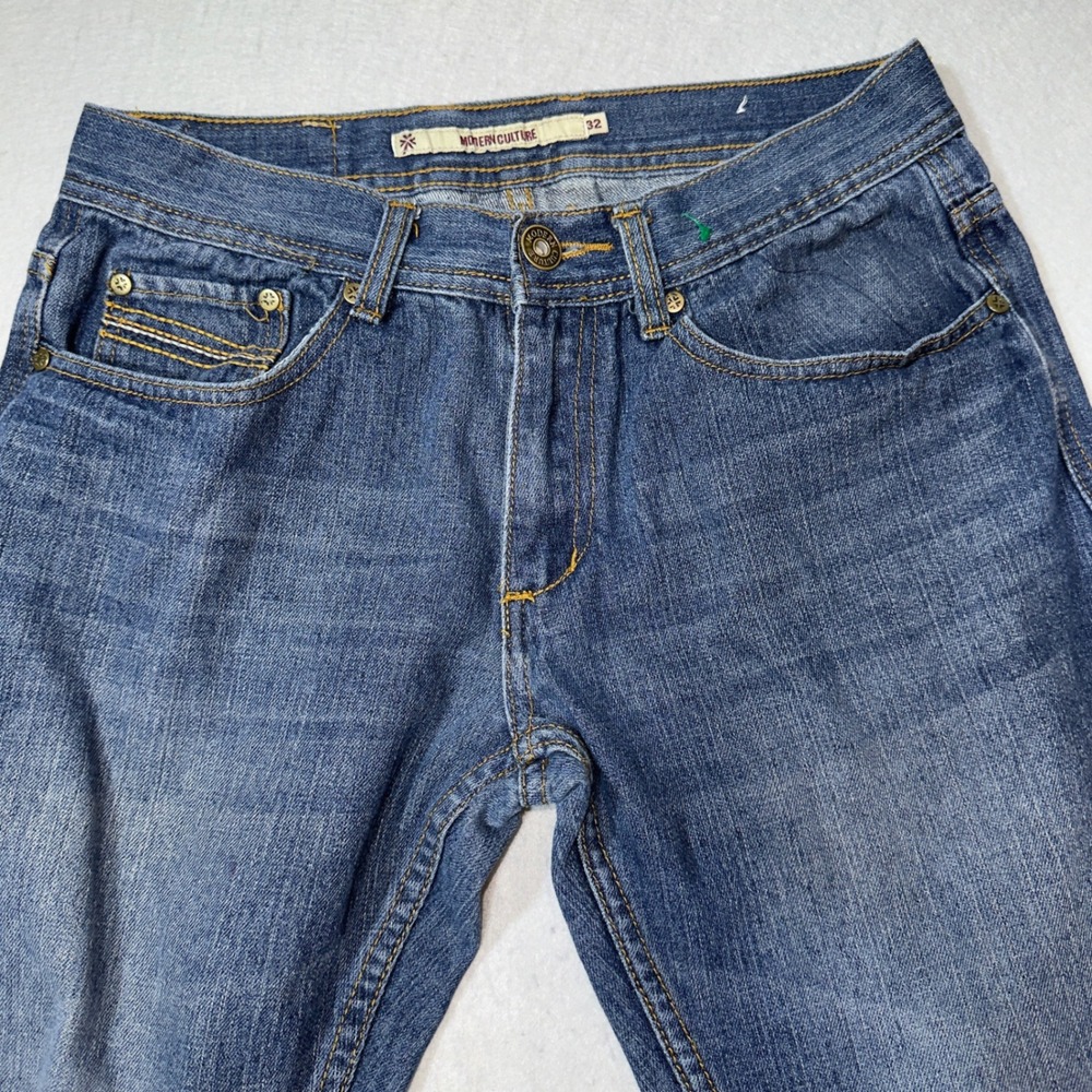 Modern Culture Mens Straight Leg Jeans Blue Medium‎ Wash 32x30 100% Cotton Denim